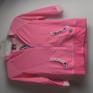 XOXO GIRLS HOODIE PINK JACKET SPARKLE CARE SIDE POCKET FULL ZIPPER M (10/12)